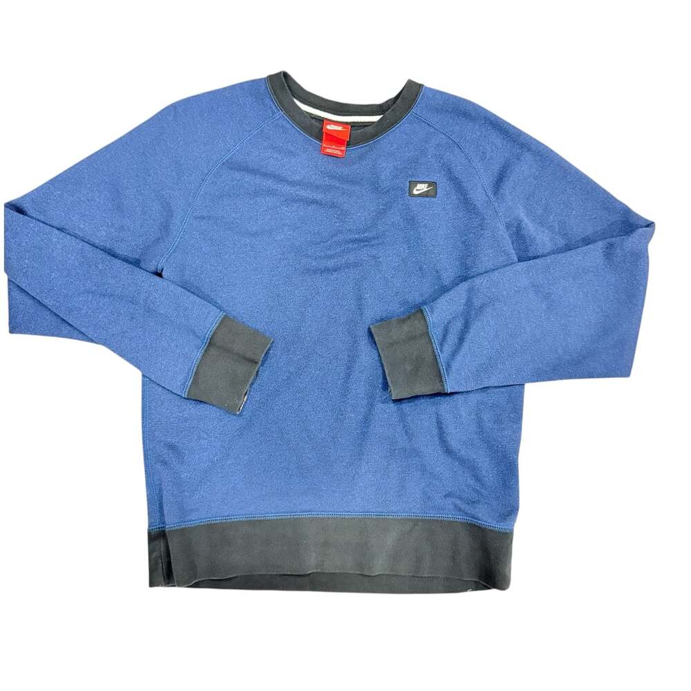 Nike Sportswear Crewneck Sweatshirt Blue Contrast Cuffs Size Small